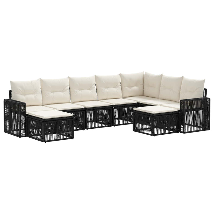 Havesofa Sæt 9 stk. Sort og Cremehvid polyrattan