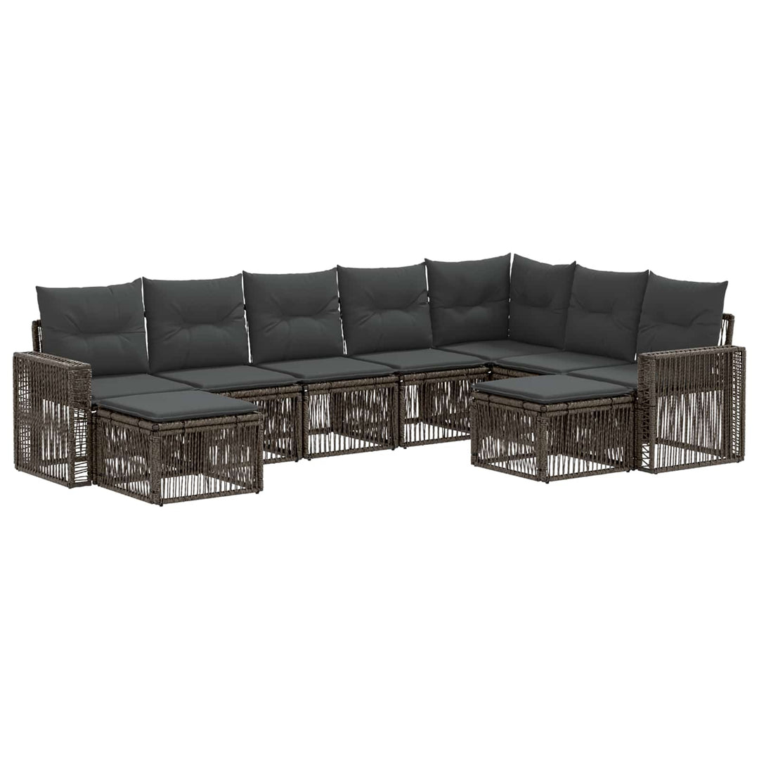 Havesofa Sæt 9 stk. Grå og Mørkegrå polyrattan