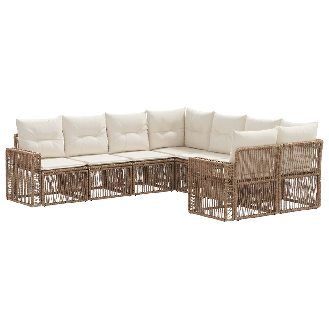 Havesofa Sæt 8 stk. 8-Antal sæder Beige og cremehvid polyrattan