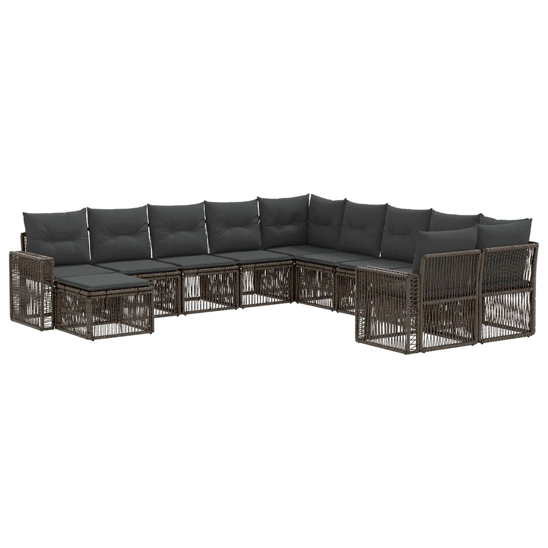 Havesofa Sæt 11 stk. Grå og Mørkegrå polyrattan