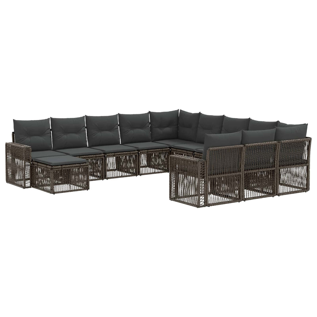 Havesofa Sæt 12 stk. Grå og Mørkegrå polyrattan