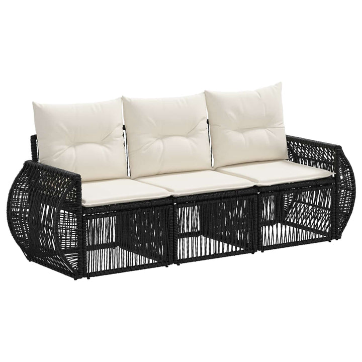 Havesofa Sæt 3 stk. Sort og Cremehvid polyrattan