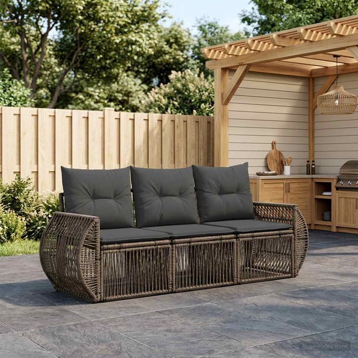 Havesofa Sæt 3 stk. Grå og Mørkegrå polyrattan