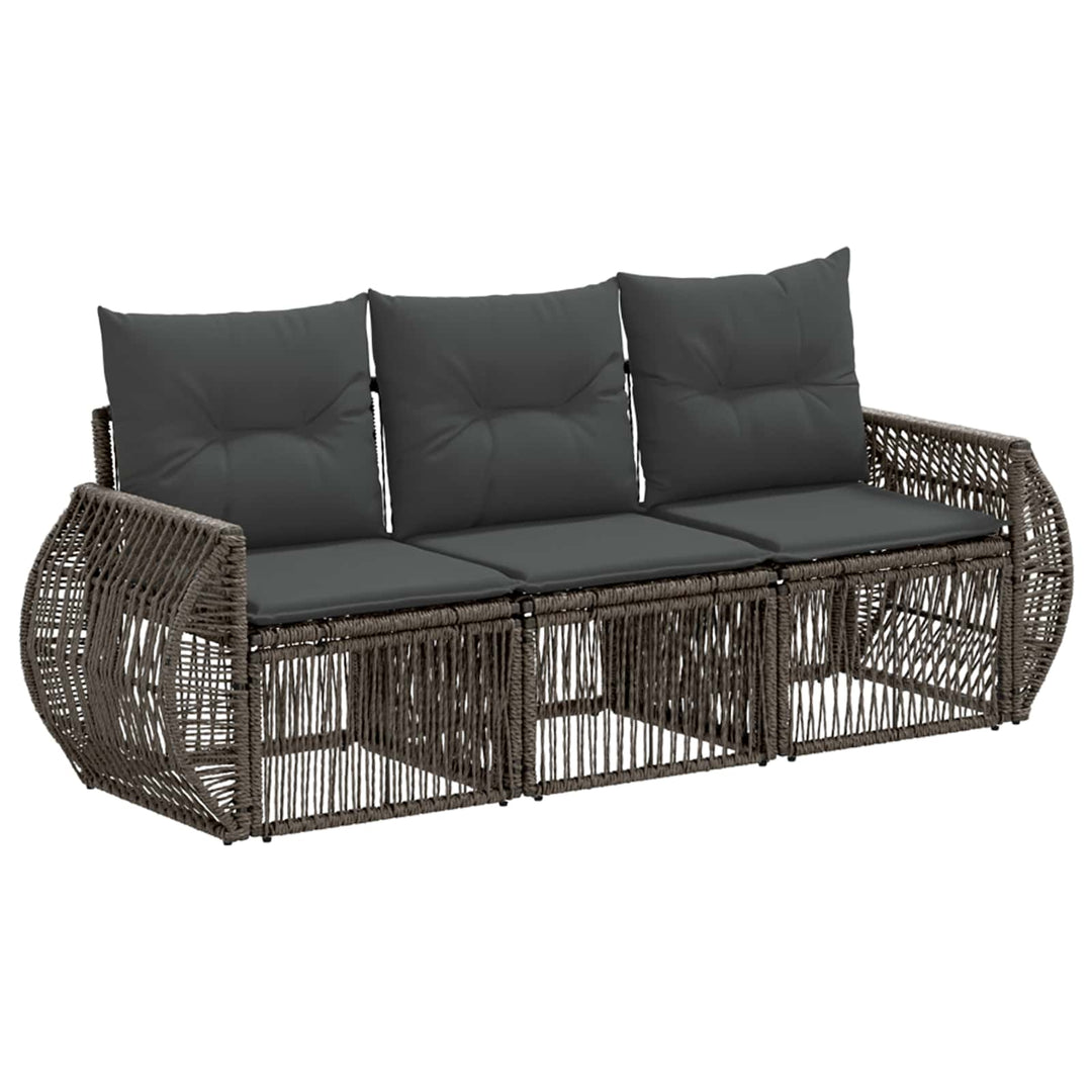 Havesofa Sæt 3 stk. Grå og Mørkegrå polyrattan