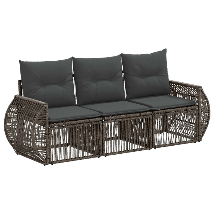 Havesofa Sæt 3 stk. Grå og Mørkegrå polyrattan