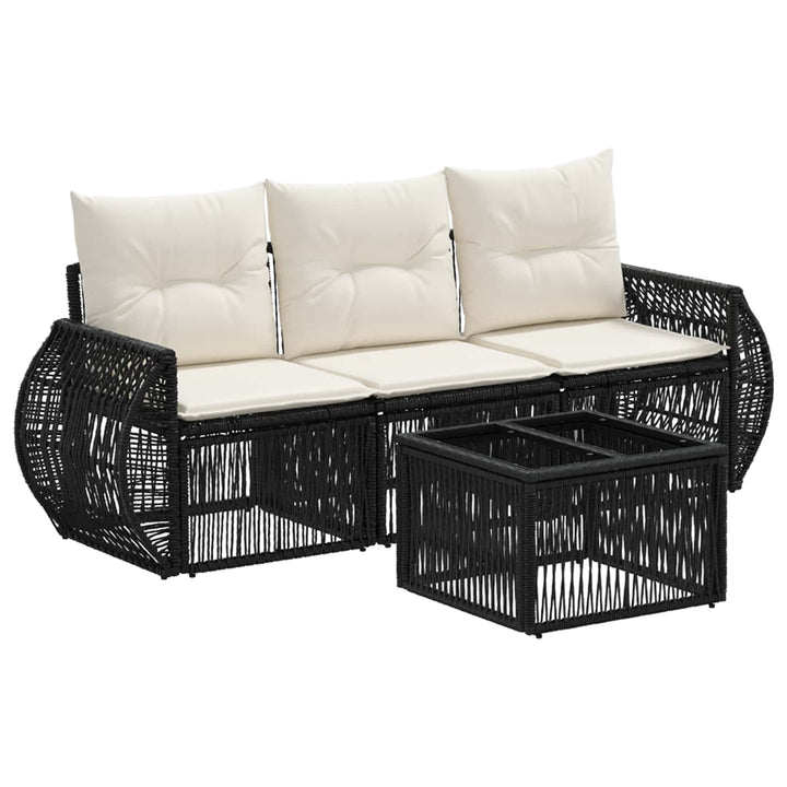 Havesofa Sæt 4 stk. Sort og Cremehvid polyrattan