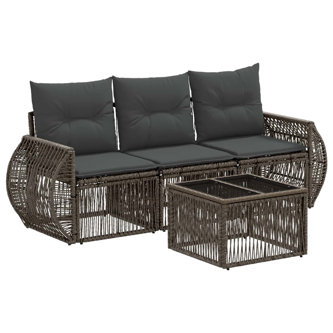 Havesofa Sæt 4 stk. Grå og Mørkegrå polyrattan