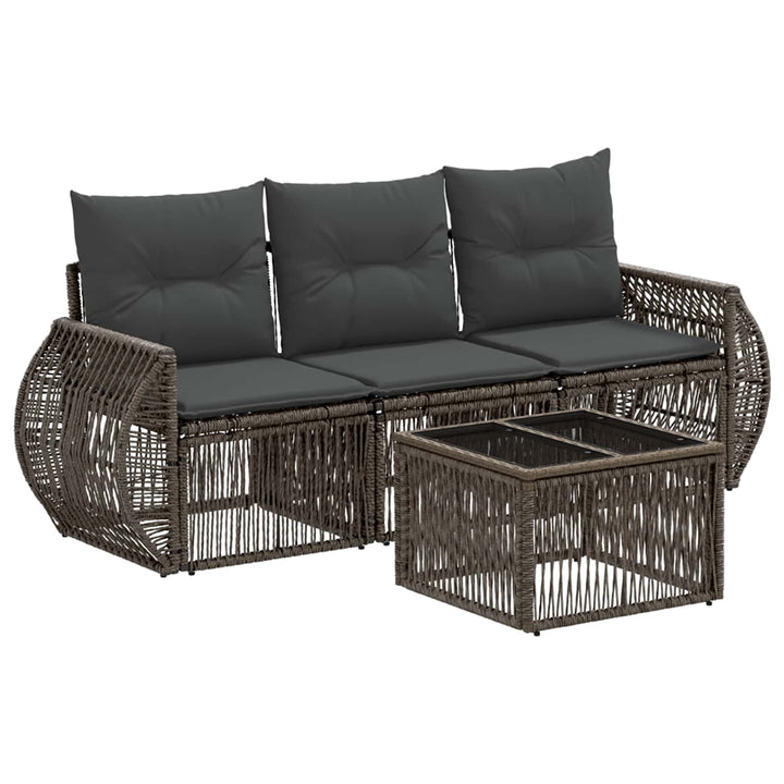 Havesofa Sæt 4 stk. Grå og Mørkegrå polyrattan