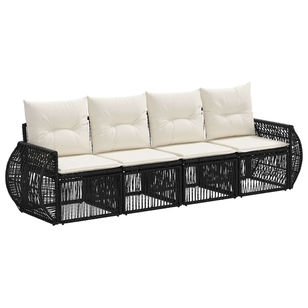Havesofa Sæt 4 stk. Sort og Cremehvid polyrattan