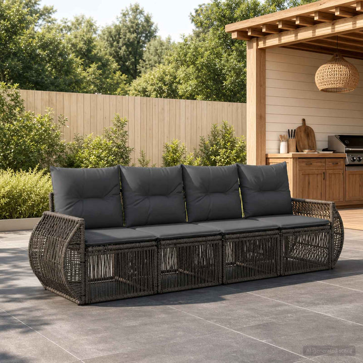 Havesofa Sæt 4 stk. Grå og Mørkegrå polyrattan