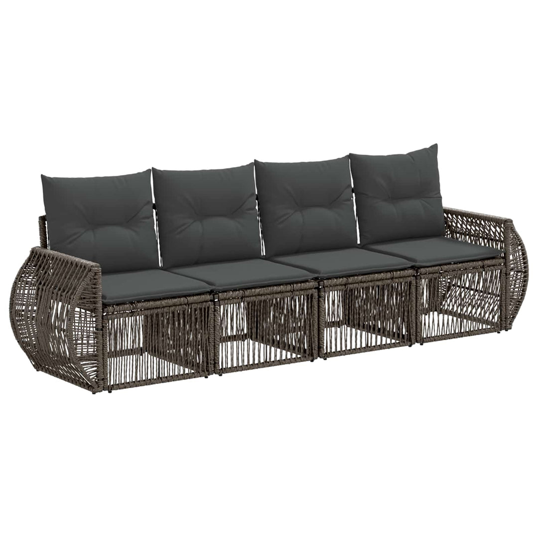 Havesofa Sæt 4 stk. Grå og Mørkegrå polyrattan