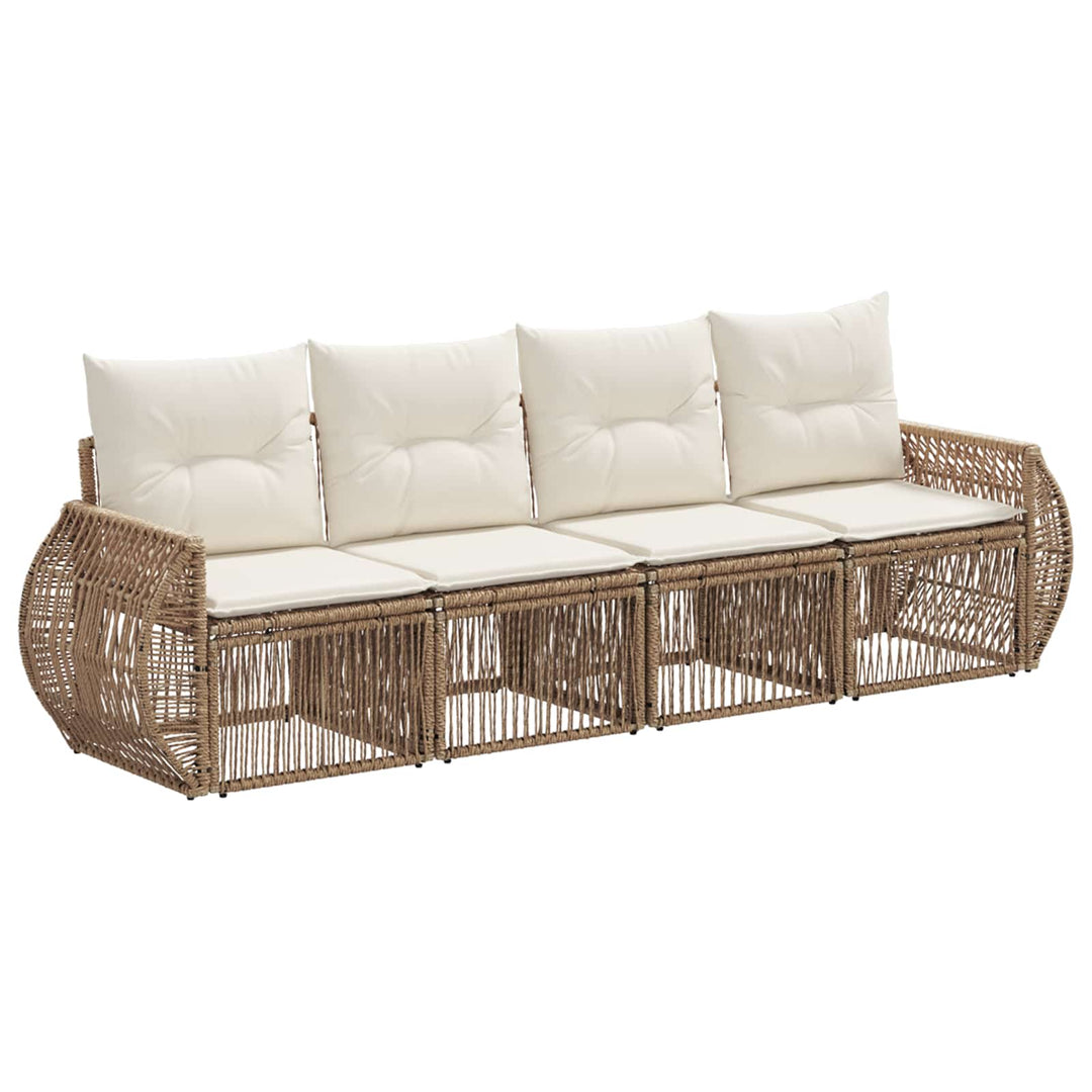 Havesofa Sæt 4 stk. Beige og cremehvid polyrattan