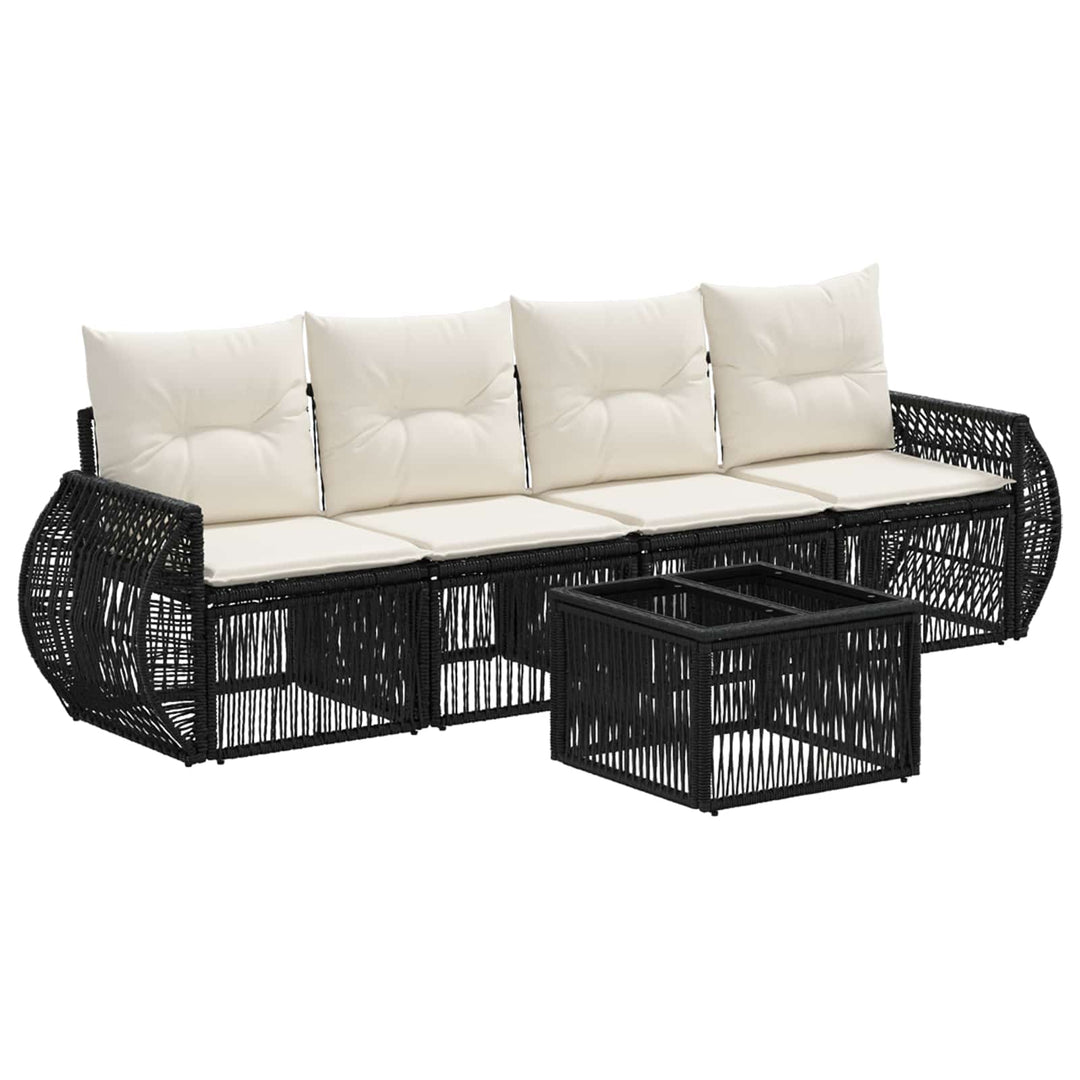 Havesofa Sæt 5 stk. Sort og Cremehvid polyrattan