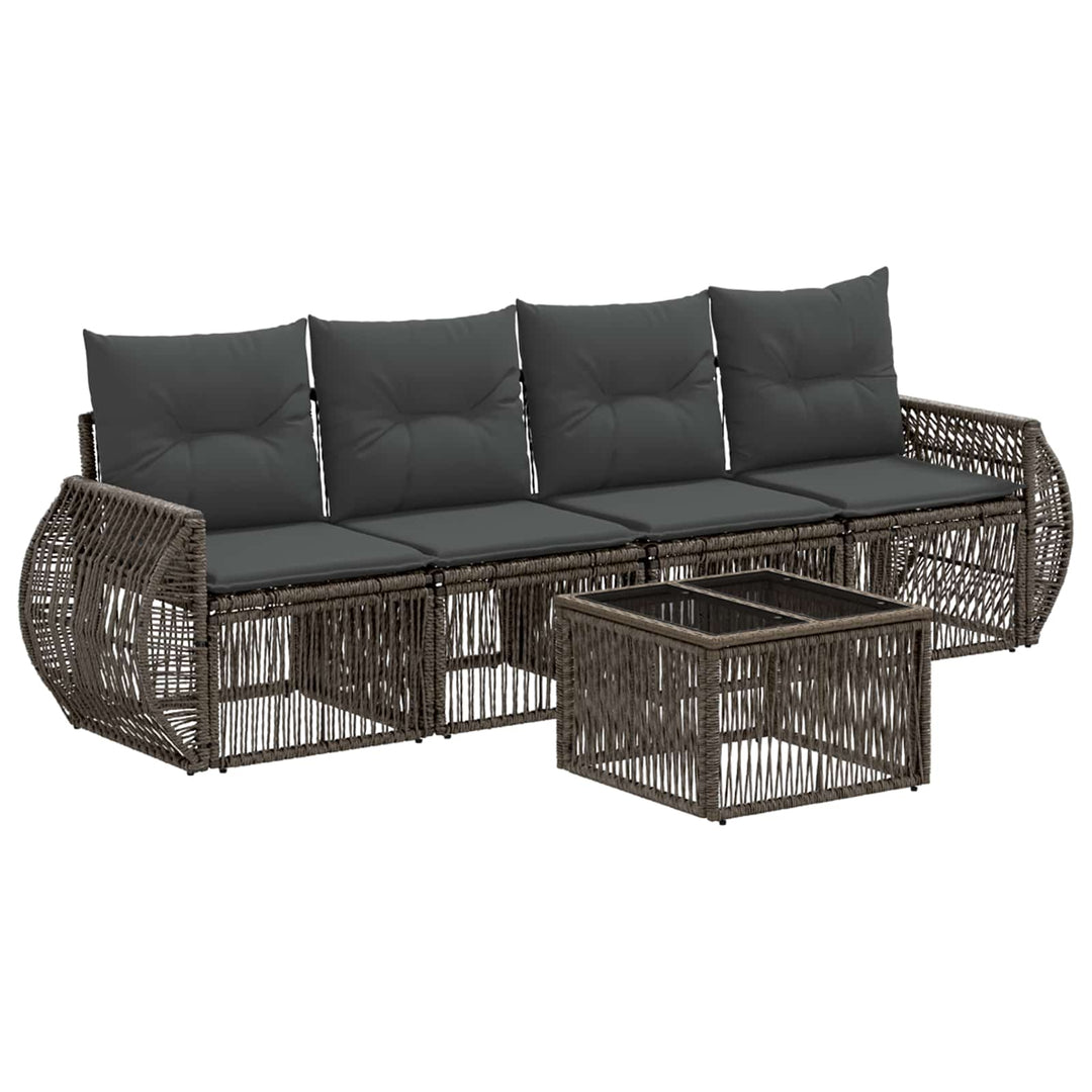 Havesofa Sæt 5 stk. Grå og Mørkegrå polyrattan