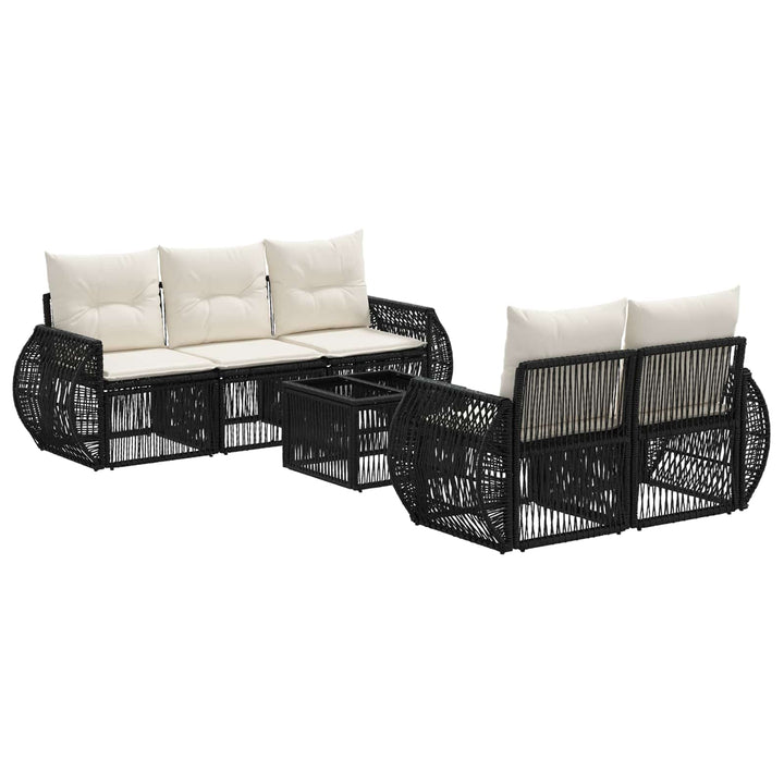 Havesofa Sæt 6 stk. Sort polyrattan