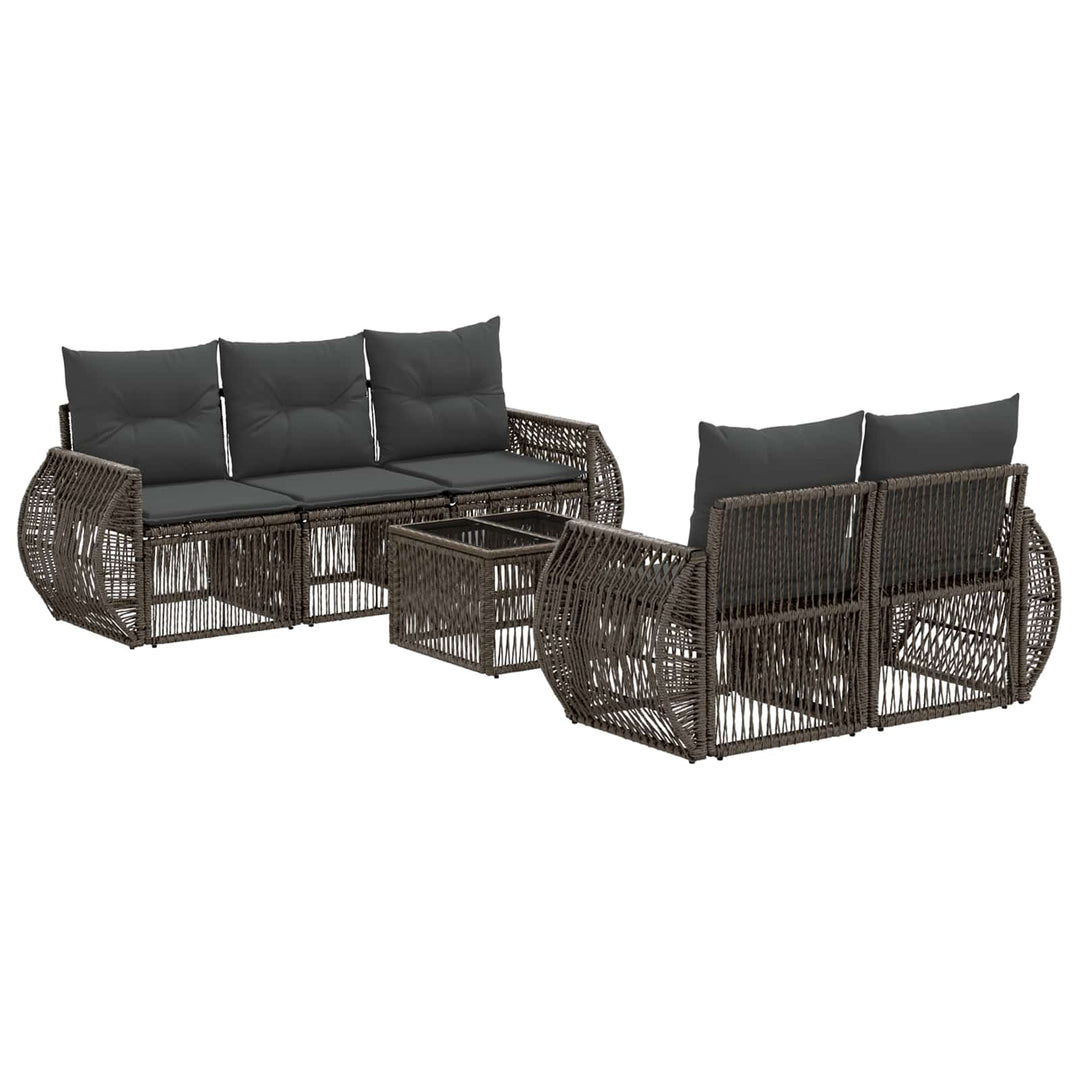 Havesofa Sæt 6 stk. Grå polyrattan