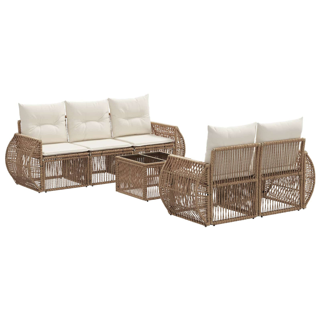 Havesofa Sæt 6 stk. Beige polyrattan