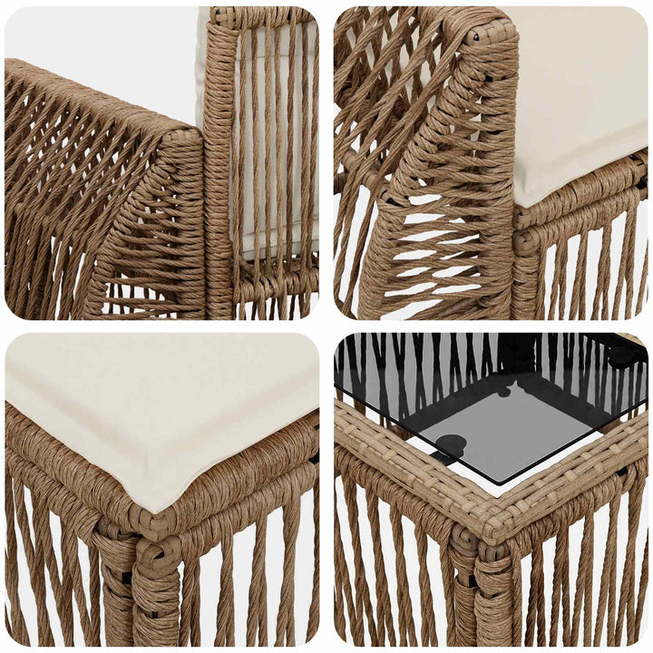 Havesofa Sæt 7 stk. Beige polyrattan