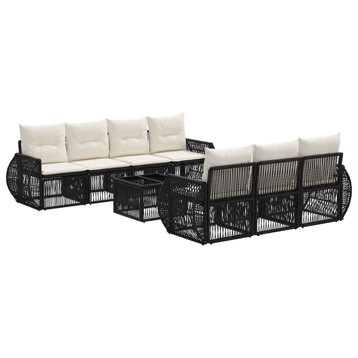 Havesofa Sæt 8 stk. Sort polyrattan