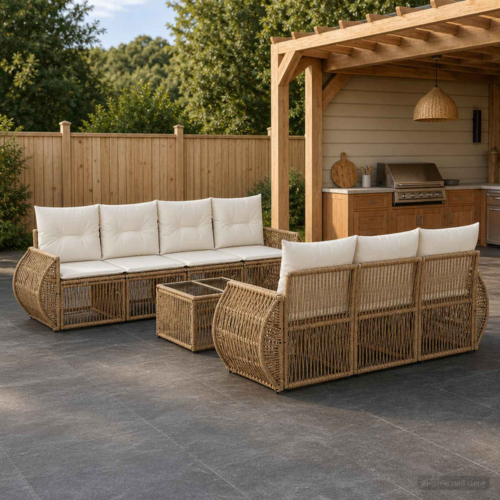 Havesofa Sæt 8 stk. Beige polyrattan