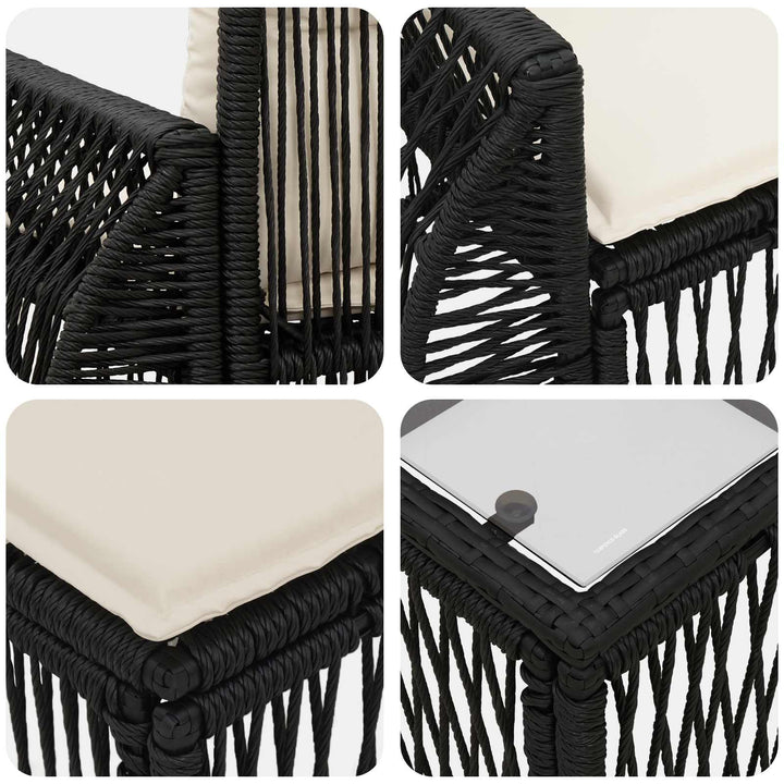 Havesofa Sæt 8 stk. Sort polyrattan