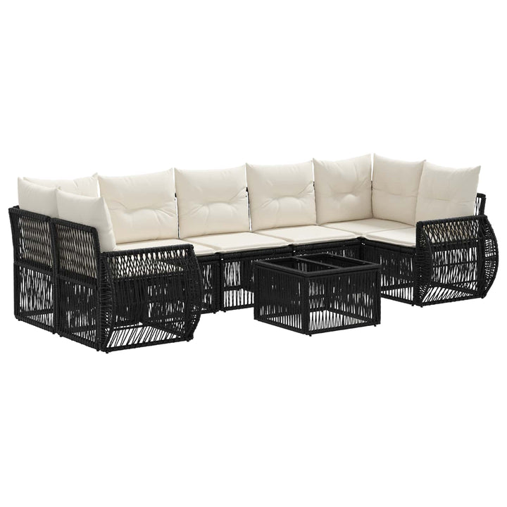 Havesofa Sæt 8 stk. Sort polyrattan