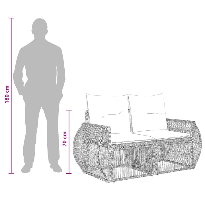 Havesofa Sæt 8 stk. Sort polyrattan