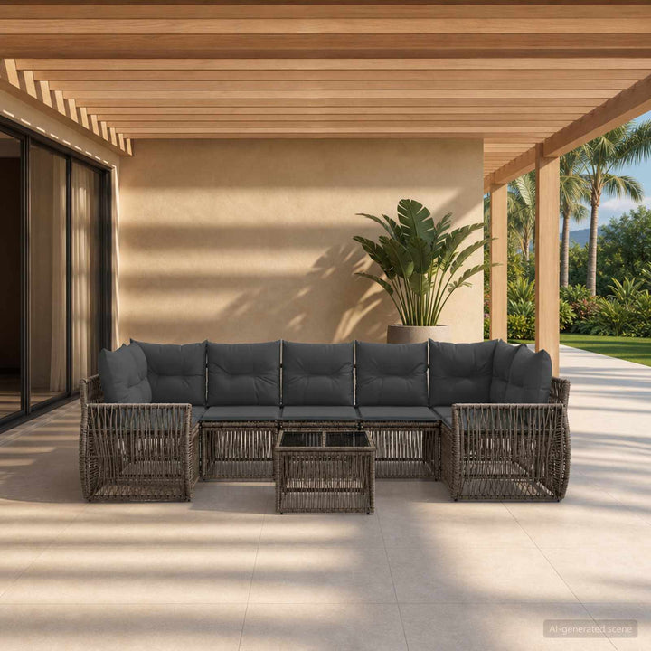 Havesofa Sæt 8 stk. Grå polyrattan