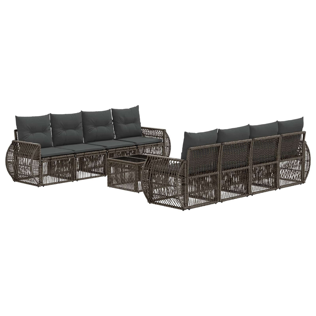 Havesofa Sæt 9 stk. Grå polyrattan