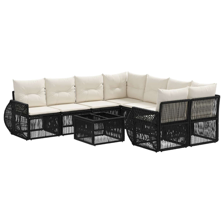 Havesofa Sæt 9 stk. Sort polyrattan
