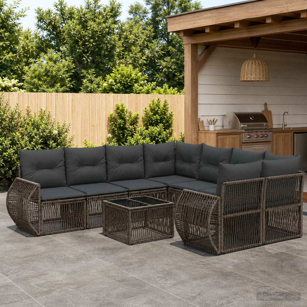 Havesofa Sæt 9 stk. Grå polyrattan