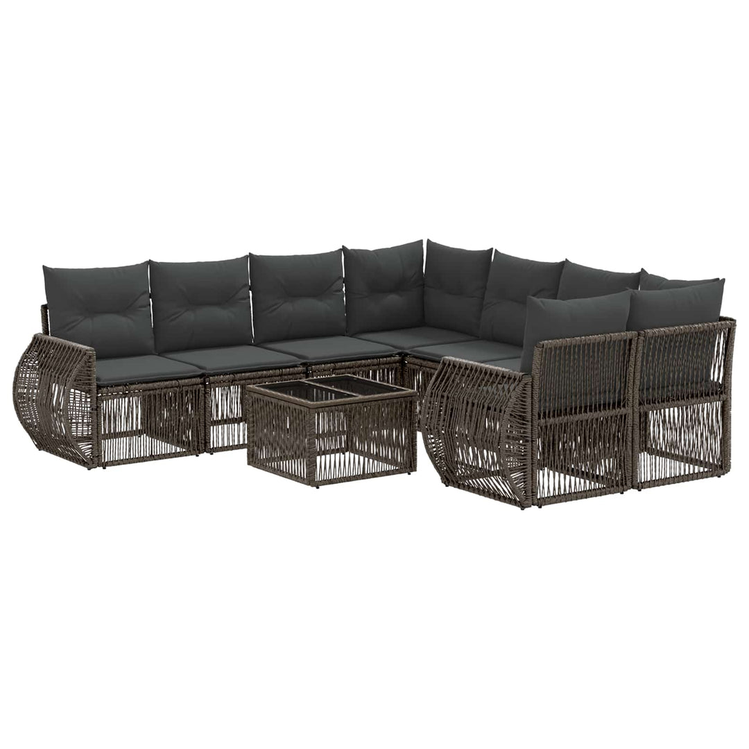 Havesofa Sæt 9 stk. Grå polyrattan