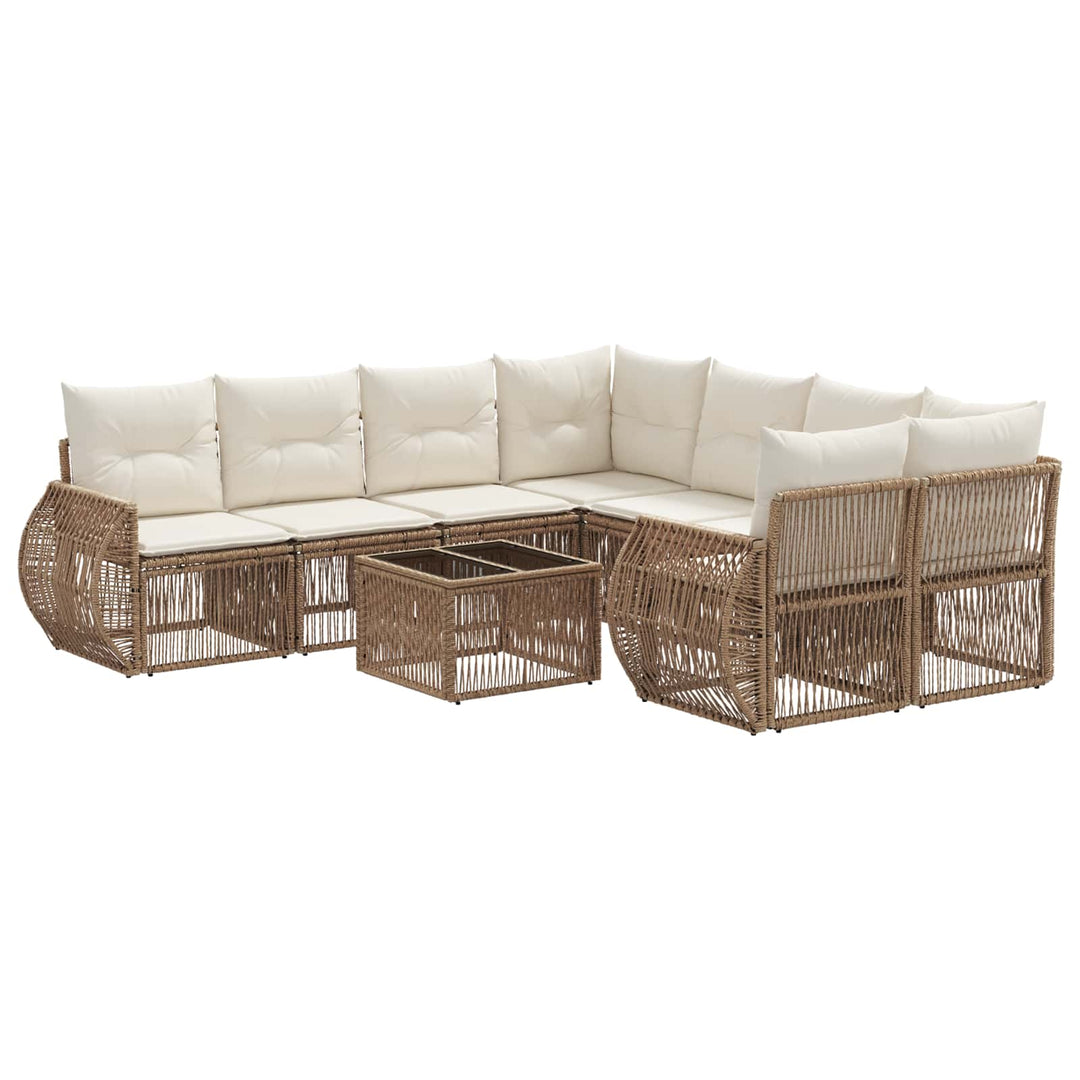 Havesofa Sæt 9 stk. Beige polyrattan