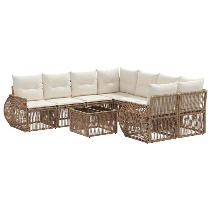 Havesofa Sæt 9 stk. Beige polyrattan