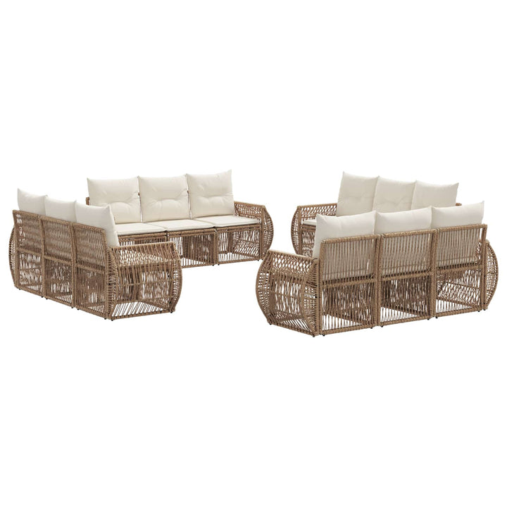 Havesofa Sæt 12 stk. Beige og cremehvid polyrattan