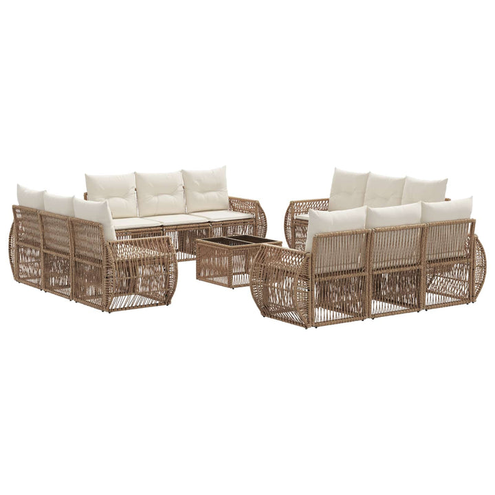 Havesofa Sæt 13 stk. Beige og cremehvid polyrattan