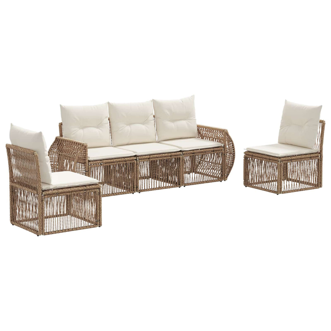 Havesofa Sæt 5 stk. Beige og cremehvid polyrattan