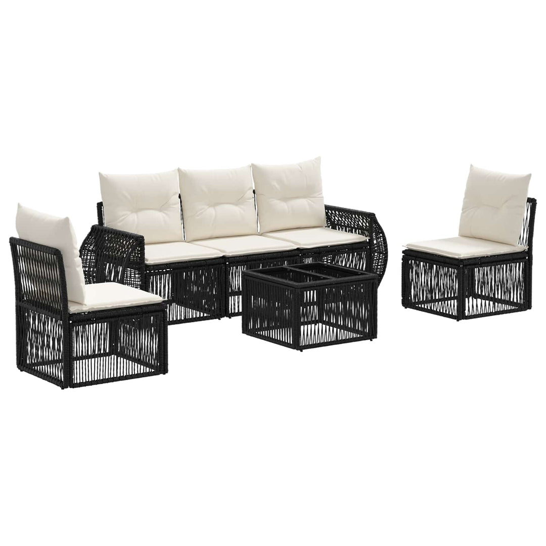 Havesofa Sæt 6 stk. Sort og Cremehvid polyrattan