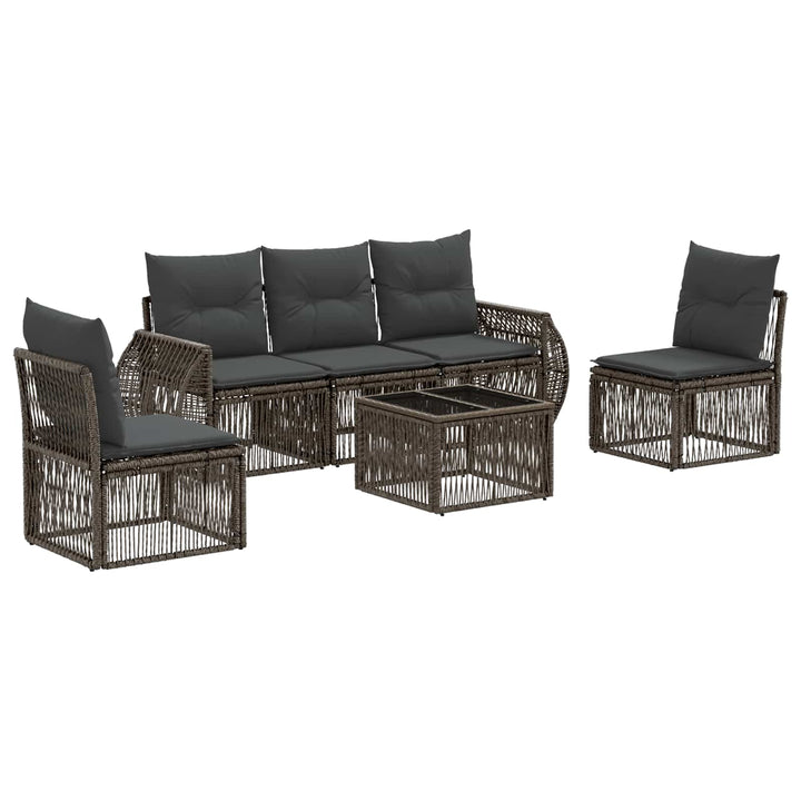 Havesofa Sæt 6 stk. Grå og Mørkegrå polyrattan