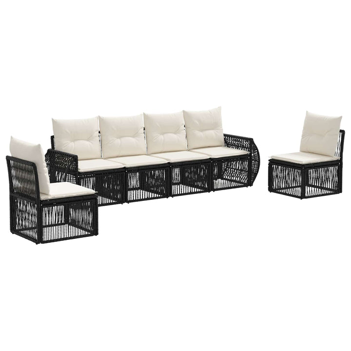 Havesofa Sæt 6 stk. Sort og Cremehvid polyrattan