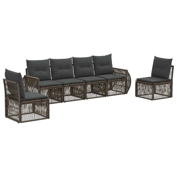 Havesofa Sæt 6 stk. Grå og Mørkegrå polyrattan