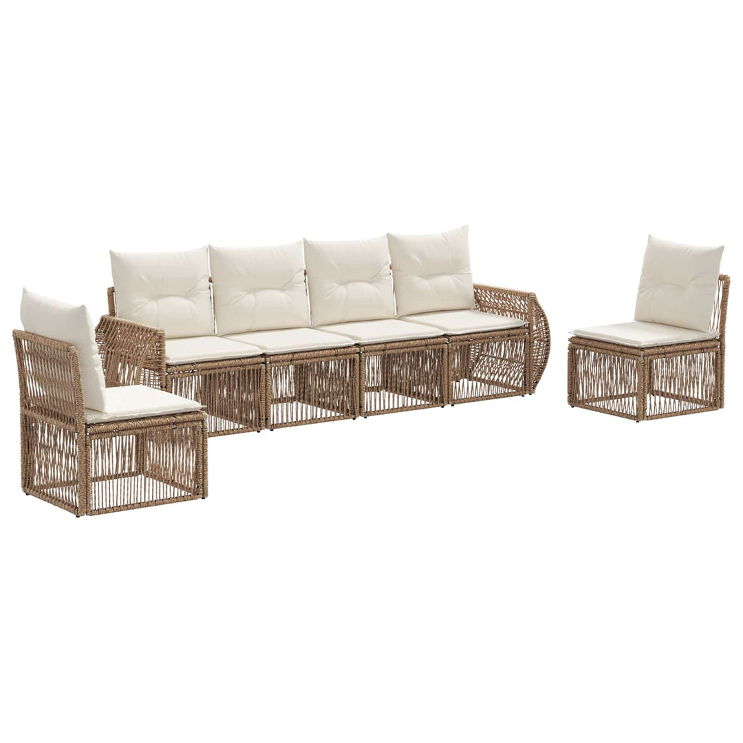 Havesofa Sæt 6 stk. Beige og cremehvid polyrattan