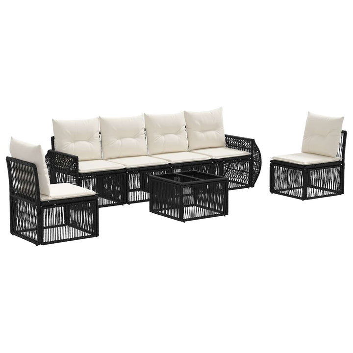 Havesofa Sæt 7 stk. Sort og Cremehvid polyrattan