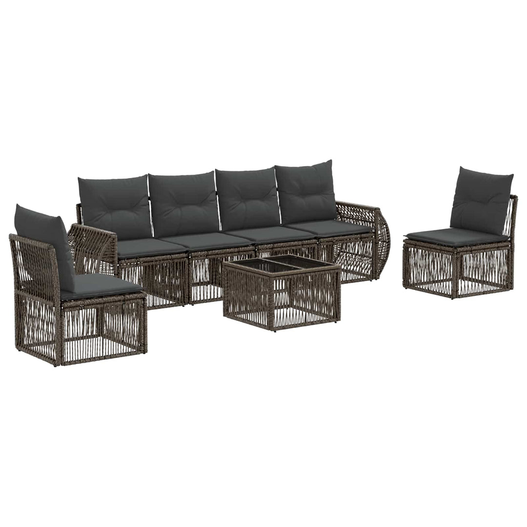 Havesofa Sæt 7 stk. Grå og Mørkegrå polyrattan