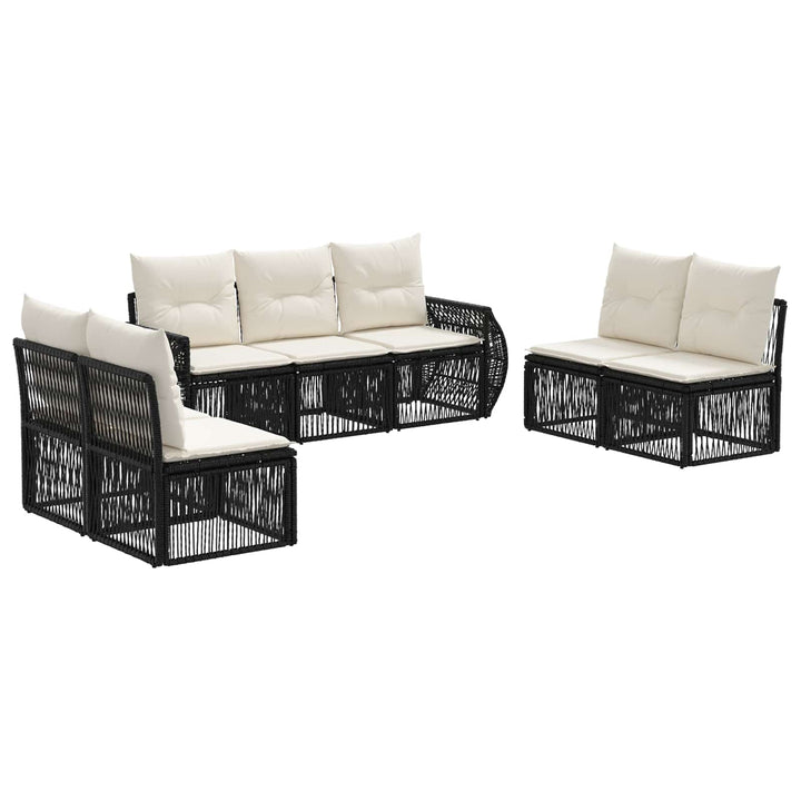 Havesofa Sæt 7 stk. Sort og Cremehvid polyrattan