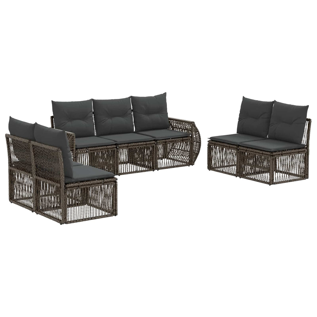 Havesofa Sæt 7 stk. Grå og Mørkegrå polyrattan