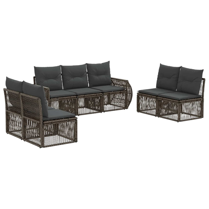 Havesofa Sæt 7 stk. Grå og Mørkegrå polyrattan