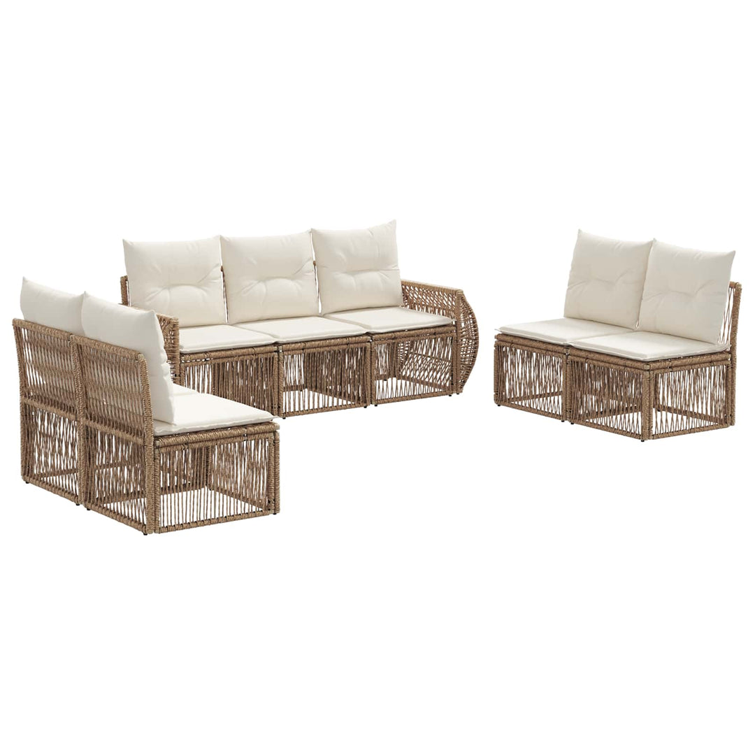 Havesofa Sæt 7 stk. Beige og cremehvid polyrattan