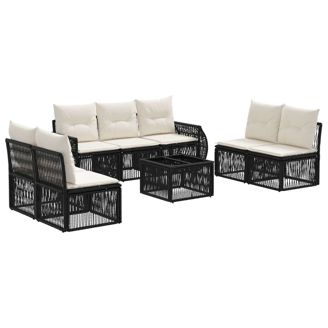 Havesofa Sæt 8 stk. Sort og Cremehvid polyrattan