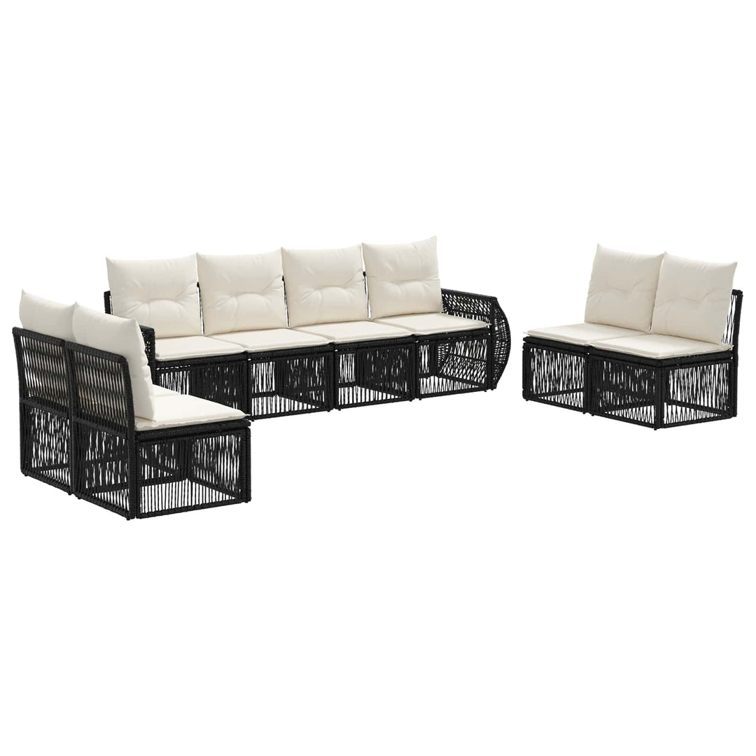 Havesofa Sæt 8 stk. Sort og Cremehvid polyrattan